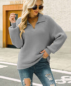 Ribbed Johnny Collar Pullover Sweater - Body By J'ne