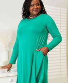 Full Size Long Sleeve Flare Dress with Pockets - Body By J'ne