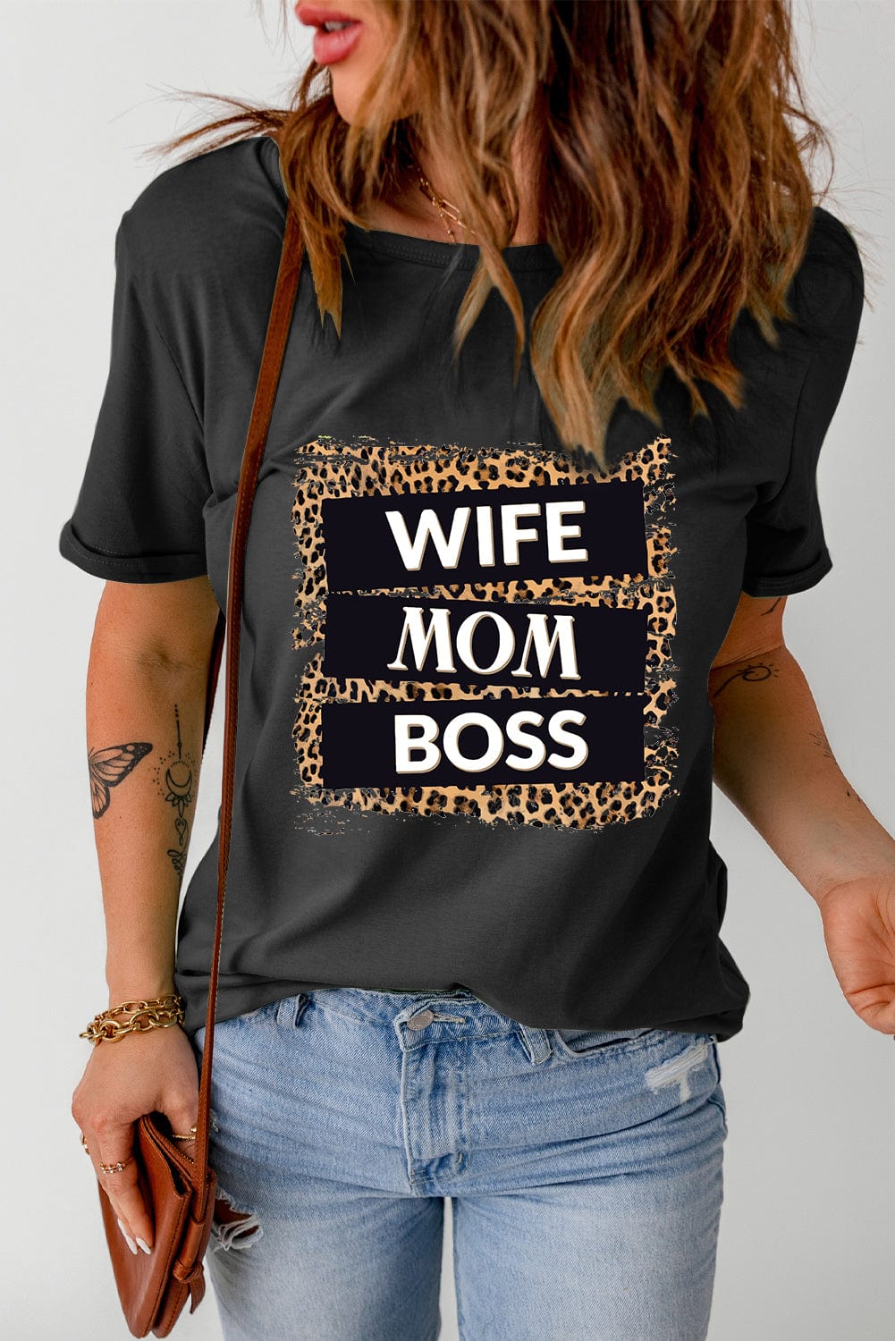 WIFE MOM BOSS Leopard Graphic Tee - Body By J'ne