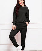 Round Neck Long Sleeve Sweatshirt and Pants Set - Body By J'ne