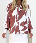 Printed Button Up Lantern Sleeve Shirt - Body By J'ne