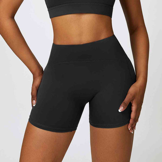 Wide Waistband Slim Fit Sports Shorts - Body By J'ne