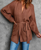 Tied Open Front Dropped Shoulder Cardigan - Body By J'ne