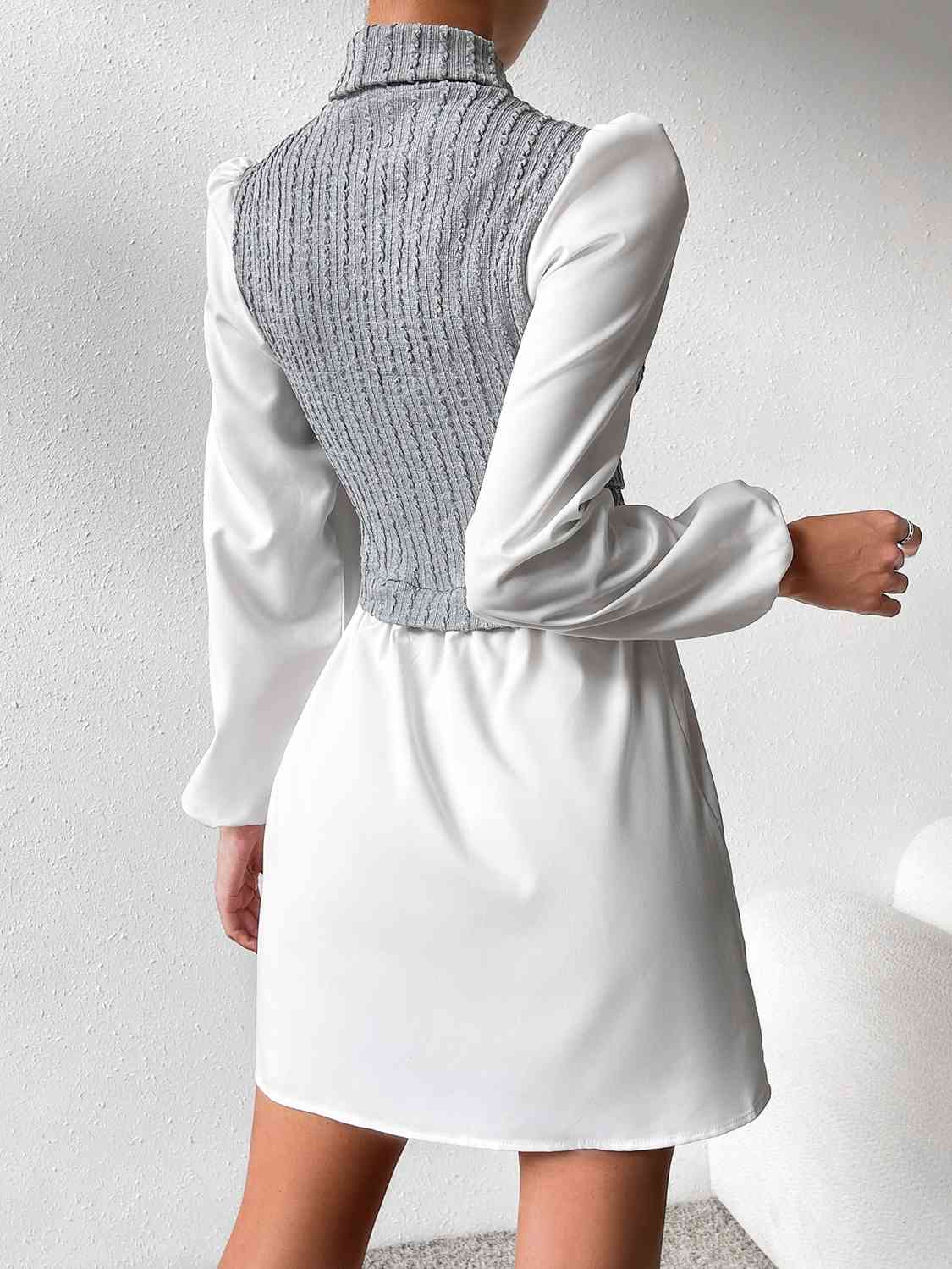 Turtleneck Puff Sleeve Mini Dress - Body By J'ne