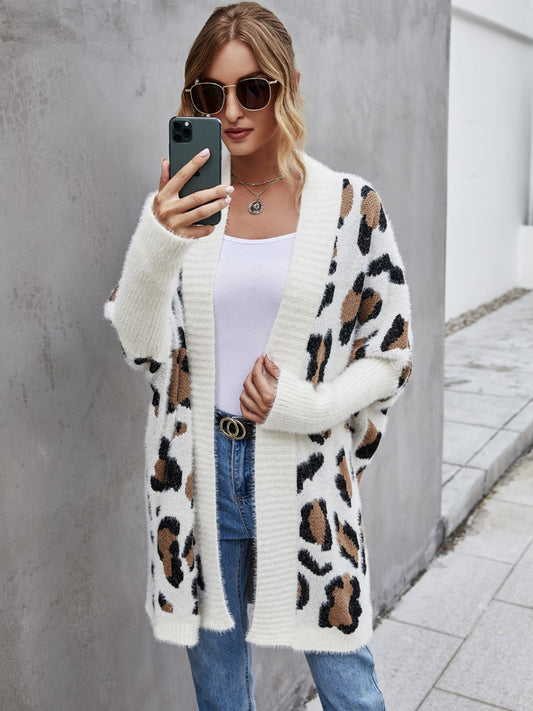 Leopard Pattern Fuzzy Cardigan - Body By J'ne