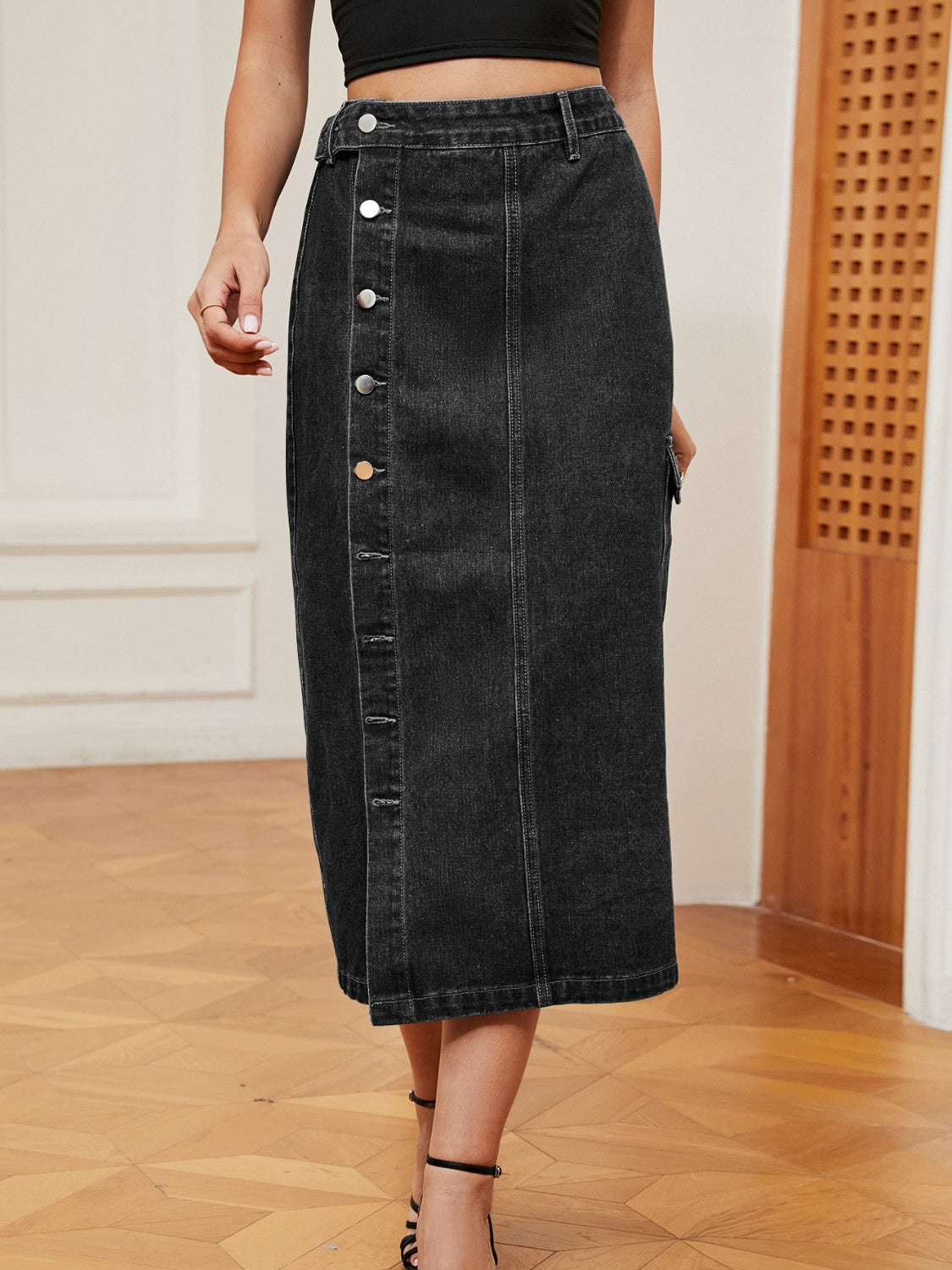 Button Down Denim Skirt - Body By J'ne