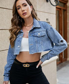 Distressed Raw Hem Cropped Denim Jacket - Body By J'ne