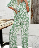Printed Button Up Shirt and Pants Set - Body By J'ne