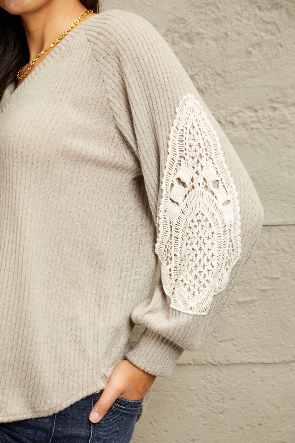 Lace Patch Detail Sweater - Body By J'ne