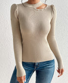 Pearl Trim Cutout Knit Top - Body By J'ne