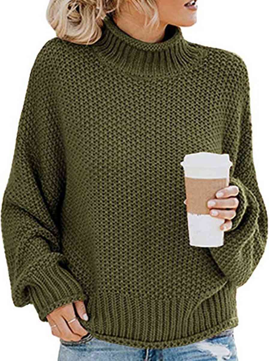 Turtleneck Dropped Shoulder Sweater - Body By J'ne