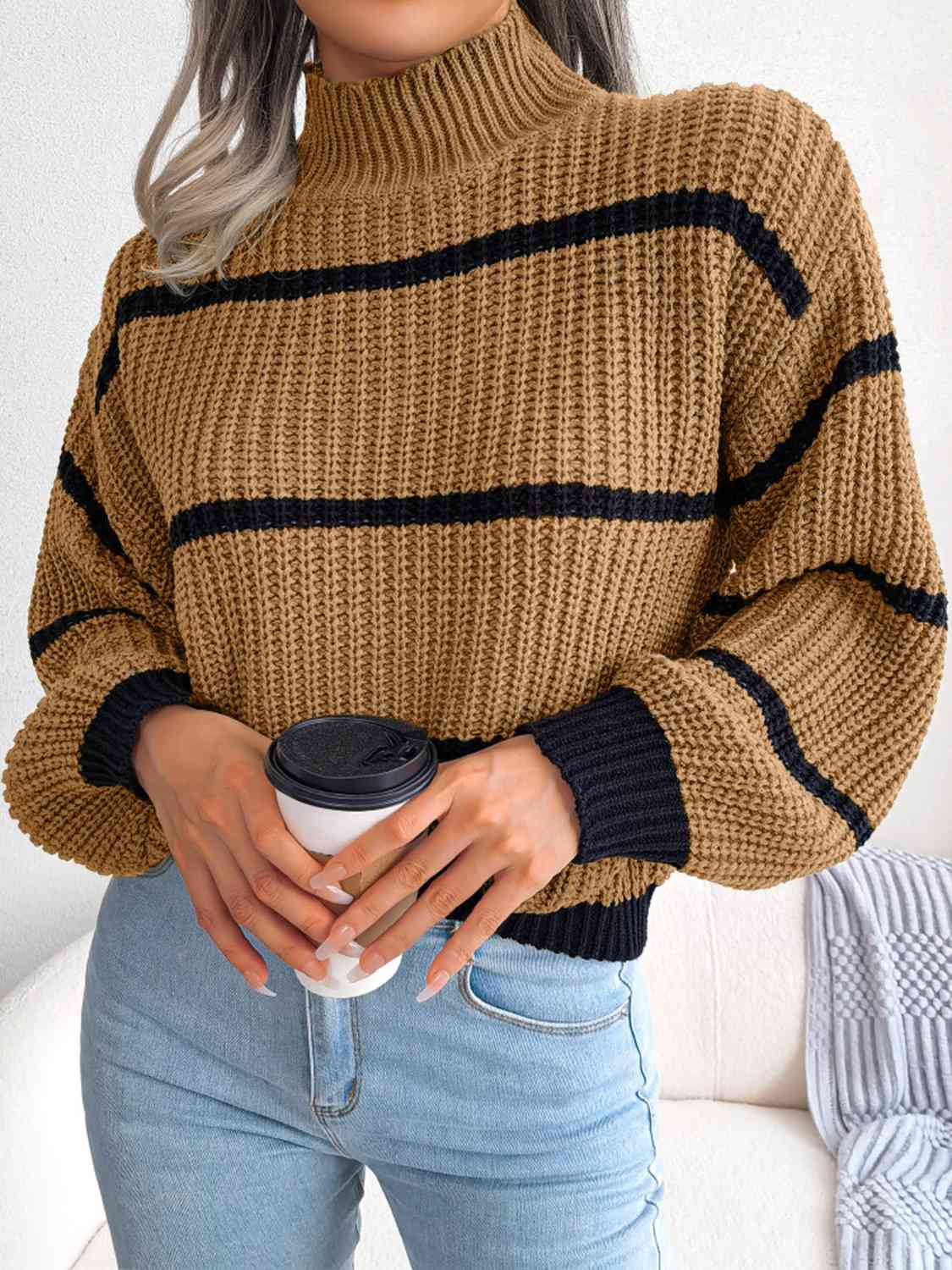 Striped Rib-Knit Sweater - Body By J'ne