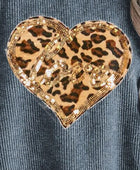 Heart Leopard Sequin Round Neck Sweatshirt - Body By J'ne