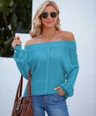 Openwork Off-Shoulder Long Sleeve Sweater - Body By J'ne