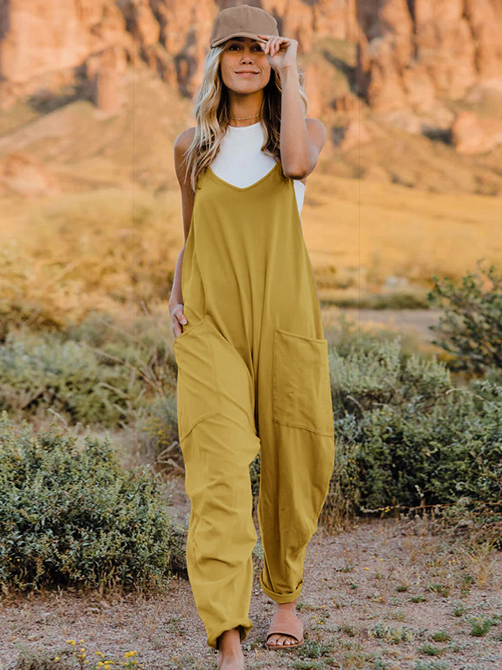 Double Take Full Size Sleeveless V-Neck Pocketed Jumpsuit - Body By J'ne