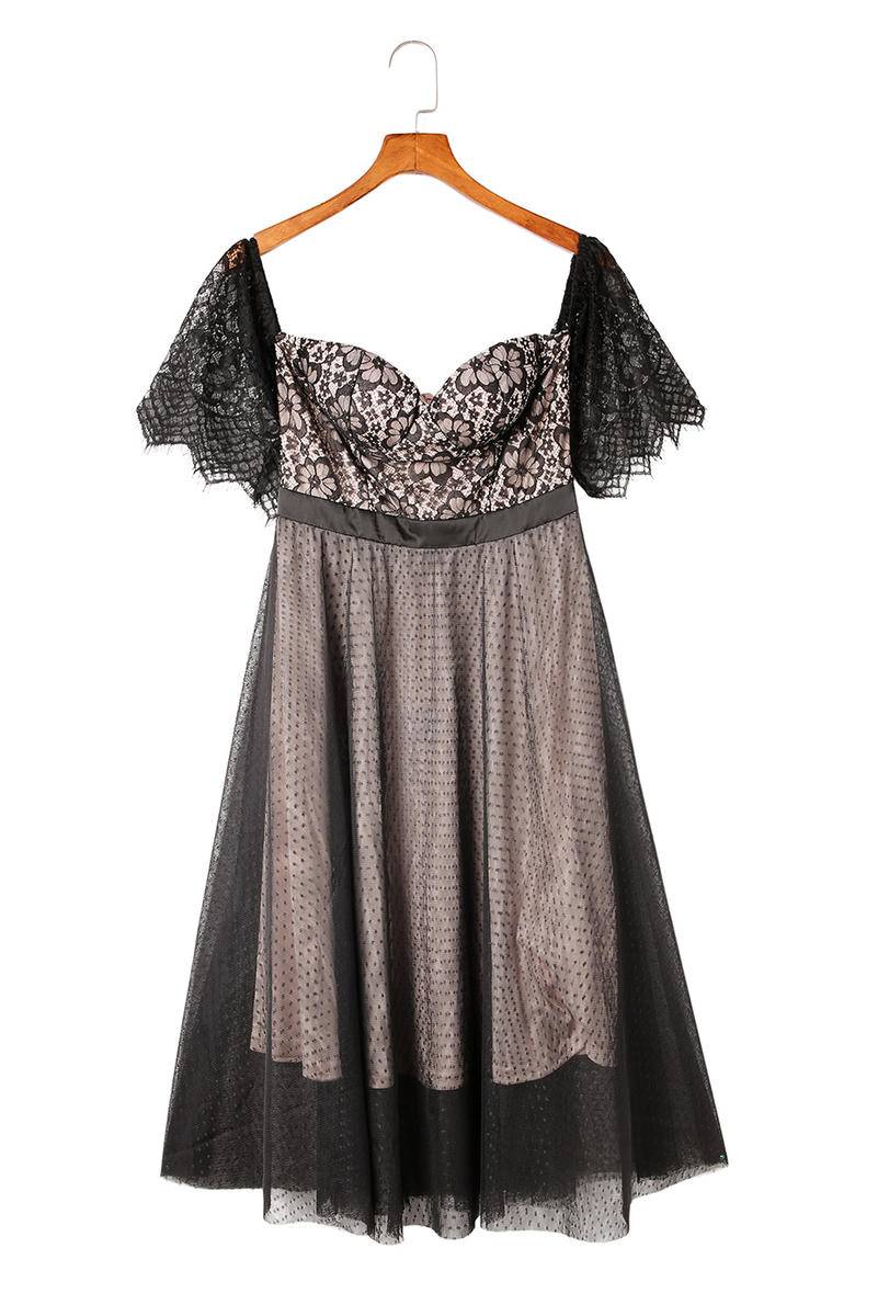 Dotted Lace Mesh Off Shoulder Dress - Body By J'ne