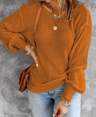 Tied Balloon Sleeve Round Neck Sweater - Body By J'ne