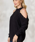 BiBi Cutout Shoulder Long Sleeve Knit Top - Body By J'ne