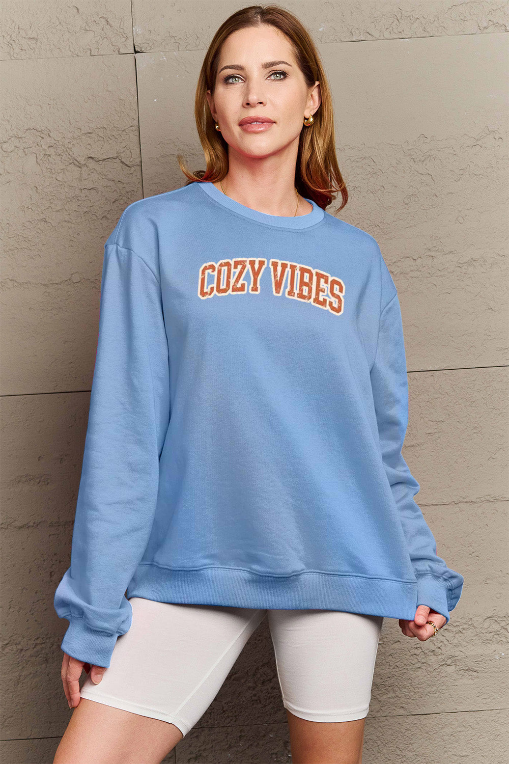 Full Size COZY VIBES Graphic Sweatshirt - Body By J'ne