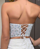 Floral Lace-Up Strapless Bustier - Body By J'ne