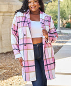 Full Size Plaid Button Up Lapel Collar Coat - Body By J'ne