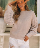 Round Neck Lantern Sleeve Sweater - Body By J'ne