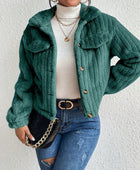 Fuzzy Button Up Collared Neck Jacket - Body By J'ne