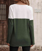 Contrast Round Neck Long Sleeve T-Shirt - Body By J'ne