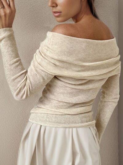 Off-Shoulder Long Sleeve Sweater - Body By J'ne