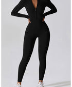 Zip Up Mock Neck Long Sleeve Jumpsuit - Body By J'ne