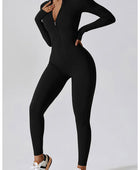 Zip Up Mock Neck Long Sleeve Jumpsuit - Body By J'ne