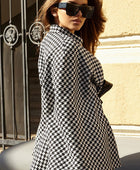 Houndstooth Tie Waist Trench Coat - Body By J'ne