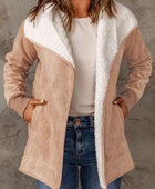 Open Front Long Sleeve Sherpa Jacket with Pockets - Body By J'ne