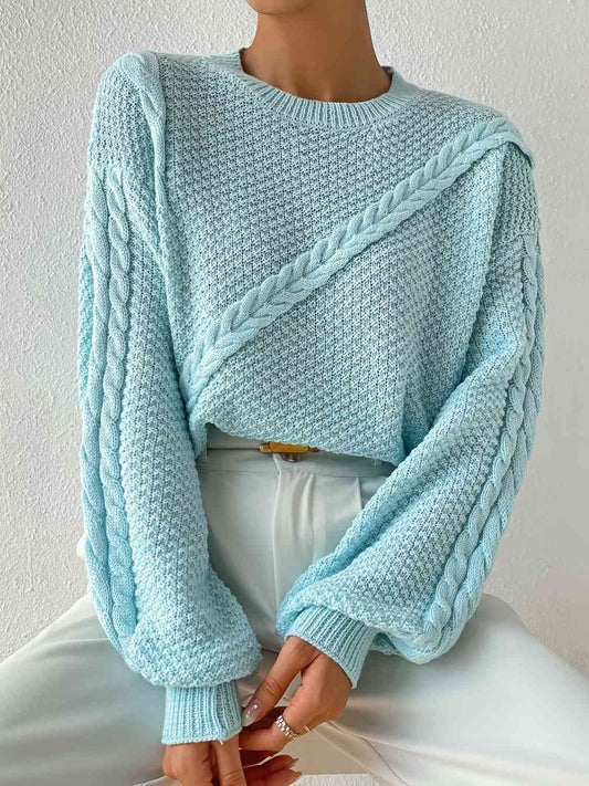 Round Neck Dropped Shoulder Sweater - Body By J'ne