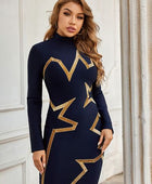 Mock Neck Glitter Geometric Mini Dress - Body By J'ne