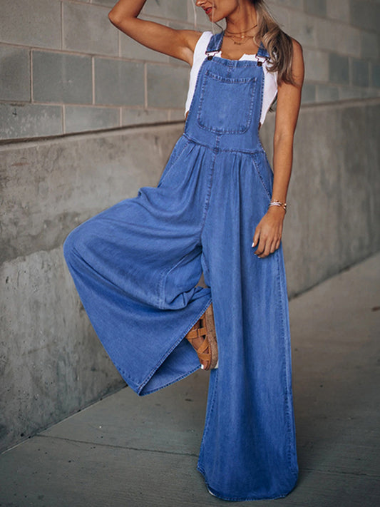 Wide Leg Denim Overalls - Body By J'ne