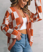 Plaid Open Front Dropped Shoulder Cardigan - Body By J'ne