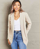 Long Sleeve Ribbed Hem Open Front Longline Cardigan - Body By J'ne