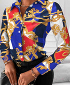 Printed Collared Neck Long Sleeve Shirt - Body By J'ne