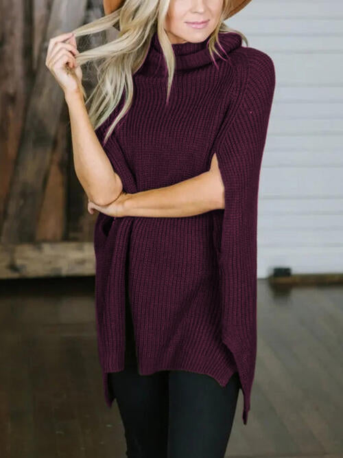 Turtleneck Slit Sweater - Body By J'ne