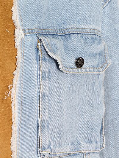 Contrast Raw Hem Hooded Denim Jacket - Body By J'ne