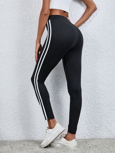 High Waist Striped Cropped Leggings - Body By J'ne