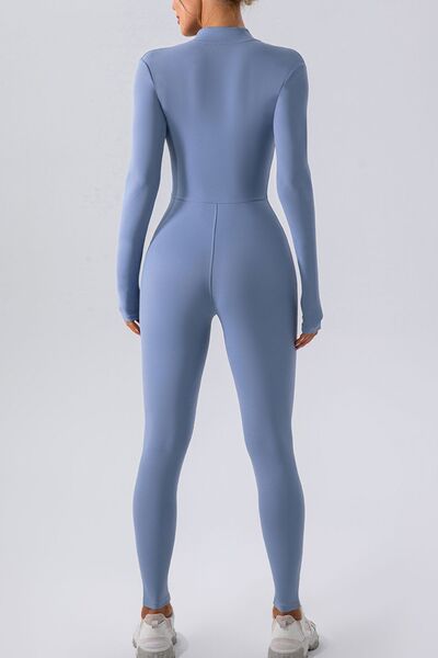 Half Zip Mock Neck Active Jumpsuit - Body By J'ne