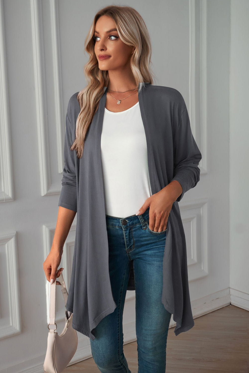Open Front Long Sleeve Cardigan - Body By J'ne