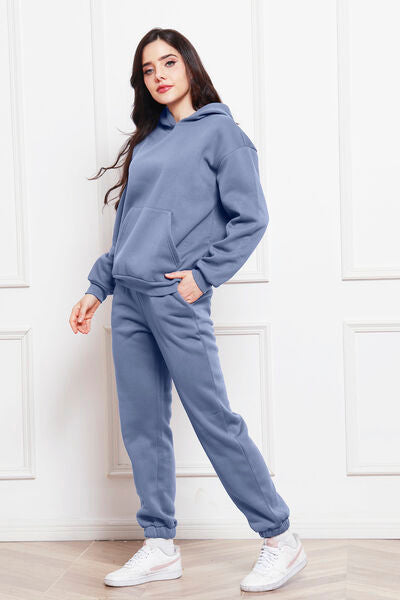 Drop Shoulder Long Sleeve Hoodie and Pants Set - Body By J'ne