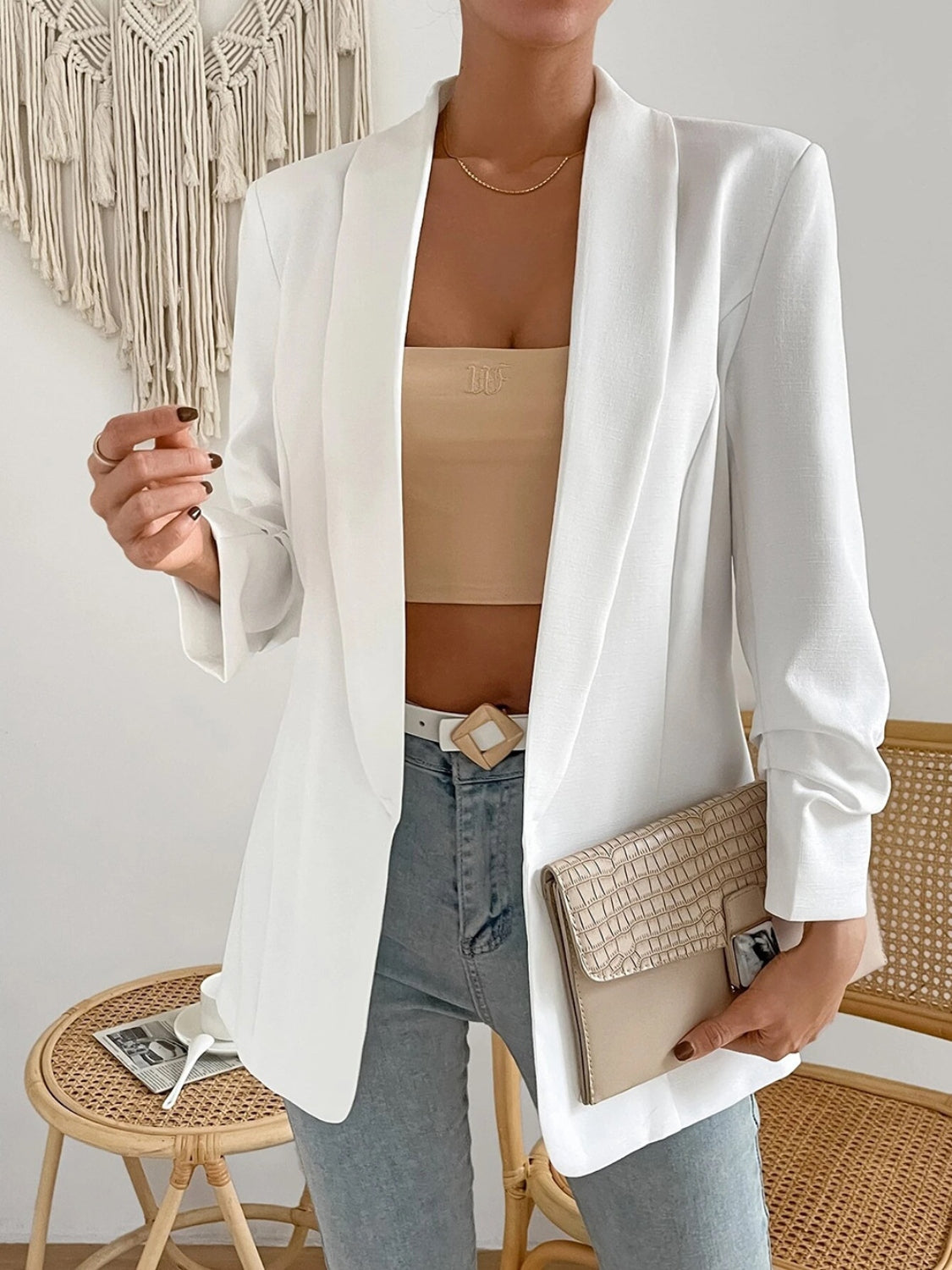 Shawl Collar Long Sleeve Blazer - Body By J'ne