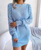 Openwork Boat Neck Sweater Dress - Body By J'ne