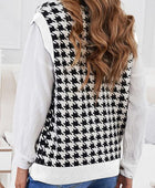 Houndstooth Button Front Sweater Vest - Body By J'ne