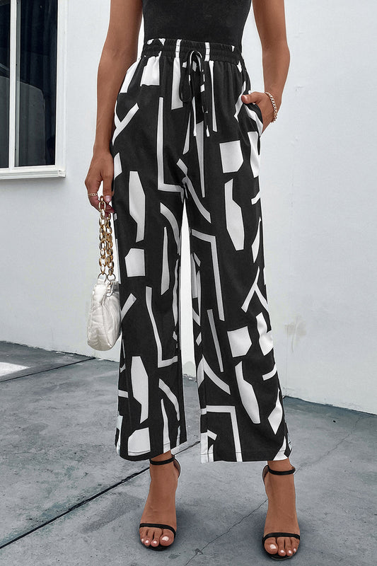 Printed Straight Leg Pants with Pockets - Body By J'ne