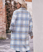 Plaid Dropped Shoulder Slit Coat - Body By J'ne